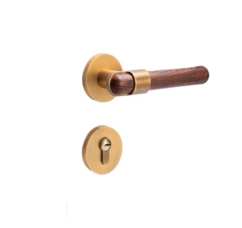 Holzmaserung Griff Türschloss Schlafzimmer Küche leise Riegelschloss Home Hardware(Yellow Patina,With Key-For Door) von PLTMGHVF