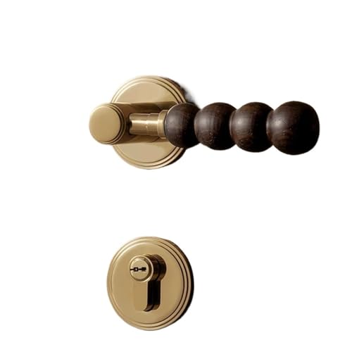 Messing Türgriff Schloss Set Möbel Zimmer Türgriff leises Türschloss(Silver) von PLTMGHVF