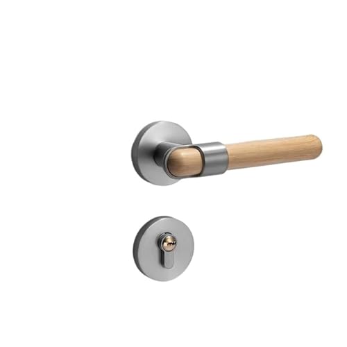 Metalltürschloss Holzgriff Innenschloss geteiltes Türschloss(SILVER-MAGNETIC_58MM) von PLTMGHVF