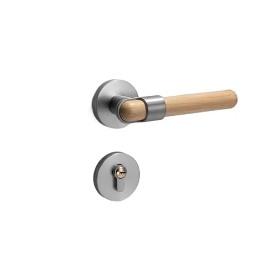 Metalltürschloss Holzgriff Innenschloss geteiltes Türschloss(SILVER-SILENT_58MM) von PLTMGHVF