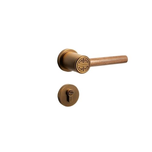 Retro Schlafzimmer Silent Split Türschloss Griff(Yellow bronze-Silent) von PLTMGHVF
