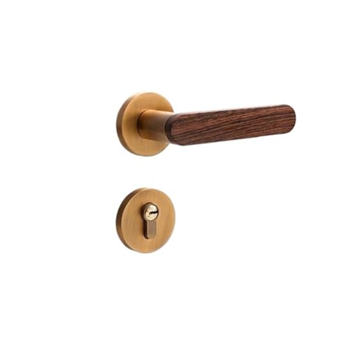 Türschloss-Set Türgriff Möbel Silent Split Lock(Yellow Brozen,With key) von PLTMGHVF
