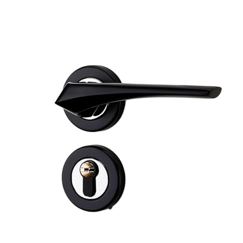 Türschloss innen Schlafzimmer Massivholz Tür Home Silent Griff Schloss(Black) von PLTMGHVF