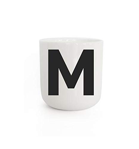 PLTY - Becher - Tasse ohne Henkel - Handglasiertes Weiß Porzellan - Hochwertiges Bone China - Lustige Tassen - M - The Wave - Classic Letters von PLTY