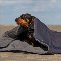 Hundeschlafsack Softshell Antrazith Mit Frottée Dunkelgrau Reißverschluss in Wunschfarbe | Modell Willi Reisebett Plüschbüddel Für Haustiere von PLUESCHBUEDDEL