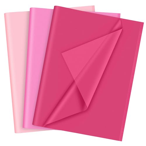 PLULON 60 Blatt Babyparty Dekorationen Rosa Seidenpapier, farbige Geschenkverpackung Seidenpapier Blätter für die Verpackung DIY Geschenkverpackung Geburtstag Hochzeit Babyparty Dekorationen Mädchen von PLULON