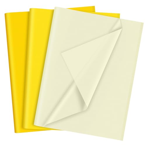 PLULON 60 Blatt Sonnenblume Geburtstagsfeier Gelbes Seidenpapier, Geschenkpapier für DIY Geschenkverpackung Geburtstag Ostern Hochzeit Urlaub Papier Blume （Gelb） von PLULON