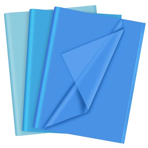 PLULON 60 Blatt hellblaues Seidenpapier Bulk, Geschenkpapier-Seidenpapierblätter zum Verpacken von Geburtstagsgeschenkpapier, Geburtstag, Hochzeit, Feiertagspapier, Blume von PLULON