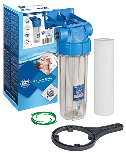 Aquafilter Wasserfilter mit transparentem Gehäuse, passend für Standard-Filterpatronen von 25,4 cm (10 Zoll), 3/4" von aquafilter