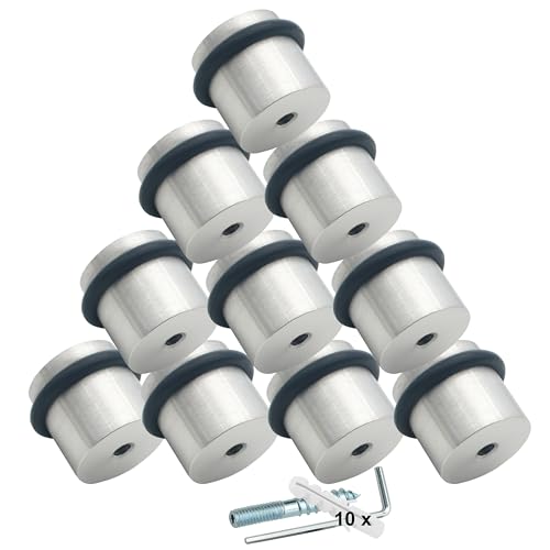 PLURI - Premium Türstopper Boden Edelstahl [10er Set] - zum Schrauben, GRATIS Befestigungsmaterial, Bodentürstopper, Bodentürpuffer, Wand-Puffer Gummi-Puffer, Tür-Puffer, Boden-Montage von PLURI