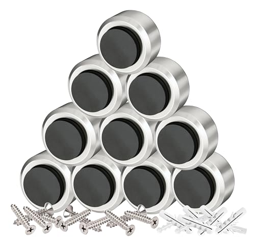 PLURI - Premium Türstopper Wand Edelstahl [10er Set] - GRATIS Befestigungsmaterial, Wand-Puffer Gummi-Puffer, Tür-Puffer, Door-Stopper Tür-Griff, Wand-Schutz Tür-Klinke, Wand-Stopper Wand-Montage von PLURI