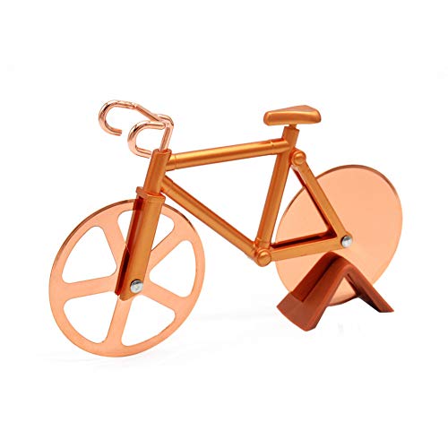 PLUS PO Pizzaschneider Fahrrad Fahrrad Pizzaschneider Pizzaroller Edelstahl-Rollenkuchenschneider Kreativer Pizzaschneider Zum Backwerkzeuge KüChenkochgeräTe TäGliche Gadgets Rose Gold von PLUS PO