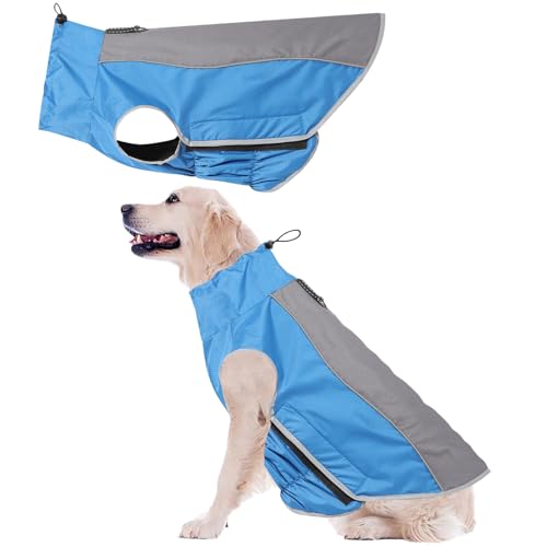 PLUS PO Regenmantel Für Hunde Wasserdicht Hunderegenmantel Für Kleine Hunde Hund Regenmäntel wasserdicht mit Kapuze Hund voller Regenmantel Blue,l von PLUS PO