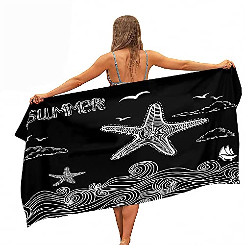 PLUS RELaXing Seestern Muster Kleinkinder-Handtücher Camping Reisehandtuch für Jungen Mädchen Weiche Strand-Mikrofaser XXL Schnell Trocknend Neuartige Badetücher Reise-Surfdecke (Farbe 4,150x200cm) von PLUS RELaXing