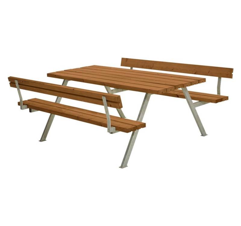 PLUS Gartenbank PLUS Alpha Kombimöbel mit 2 Rückenlehnen - 177 cm - Farbgrundiert Teak von PLUS