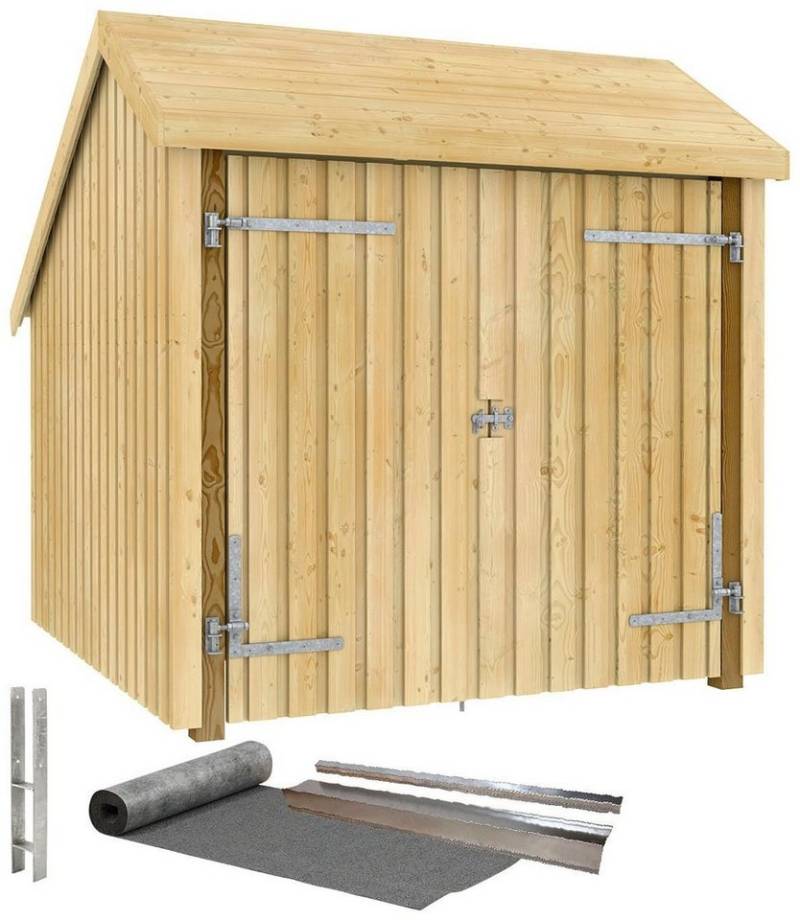 PLUS Gartenhaus, BxT: 291x229 cm, (Packung), Fahrradunterstand mit Doppeltür, Dachpappe/Aluleisten/H-Pfostenfüße von PLUS
