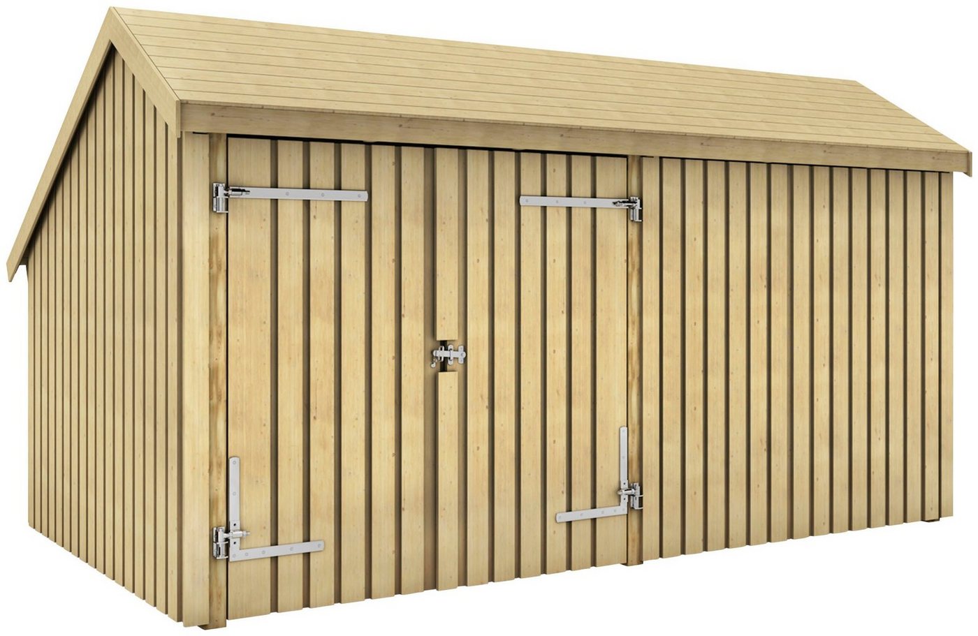 PLUS Gartenhaus Multi, BxT: 248x432 cm, (Packung), Gartenhaus 10,5 m², mit Doppeltür, Dachpappe/Aluleisten/H-Füße von PLUS