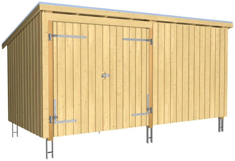 PLUS Gartenhaus Nordic Multi, BxT: 218x432 cm, (Packung), Gartenhaus 9,5 m², mit Doppeltür, Dachpappe/Aluleisten/H-Füße von PLUS