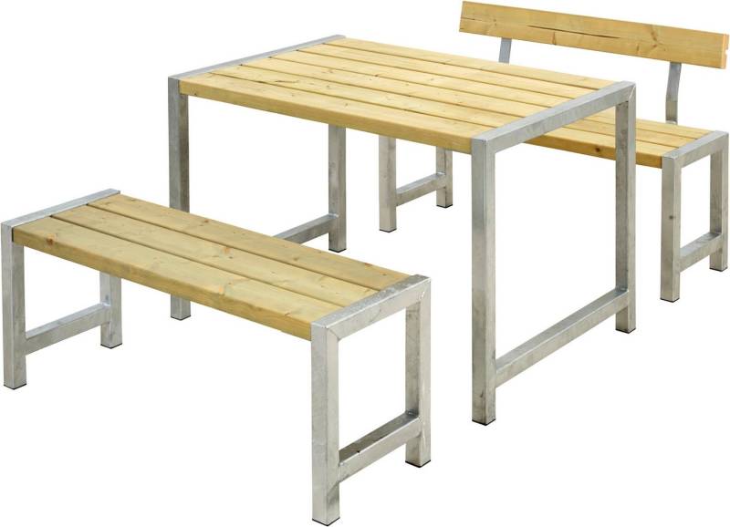 PLUS Garten-Essgruppe Cafegarnituren, (3-tlg), bestehend aus: Tisch und 2 Bänke + 1 Rückenlehne von PLUS
