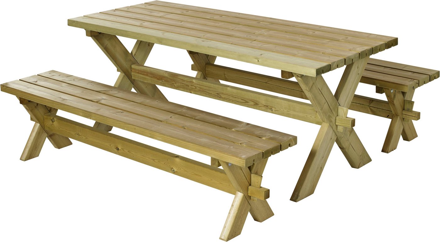 PLUS Garten-Essgruppe »Nostalgi« Plankengarnitur, (3-tlg), bestehend aus: Tisch und 2 Bänke von PLUS