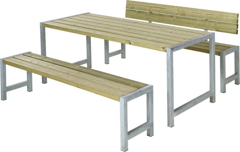 PLUS Garten-Essgruppe Plankengarnituren, (3-tlg), bestehend aus: Tisch und 2 Bänke + 1 Rückenlehne von PLUS