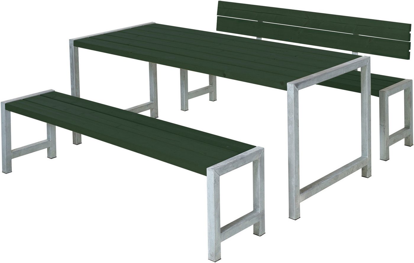 PLUS Garten-Essgruppe Plankengarnituren, (3-tlg), bestehend aus: Tisch und 2 Bänke + 1 Rückenlehne von PLUS