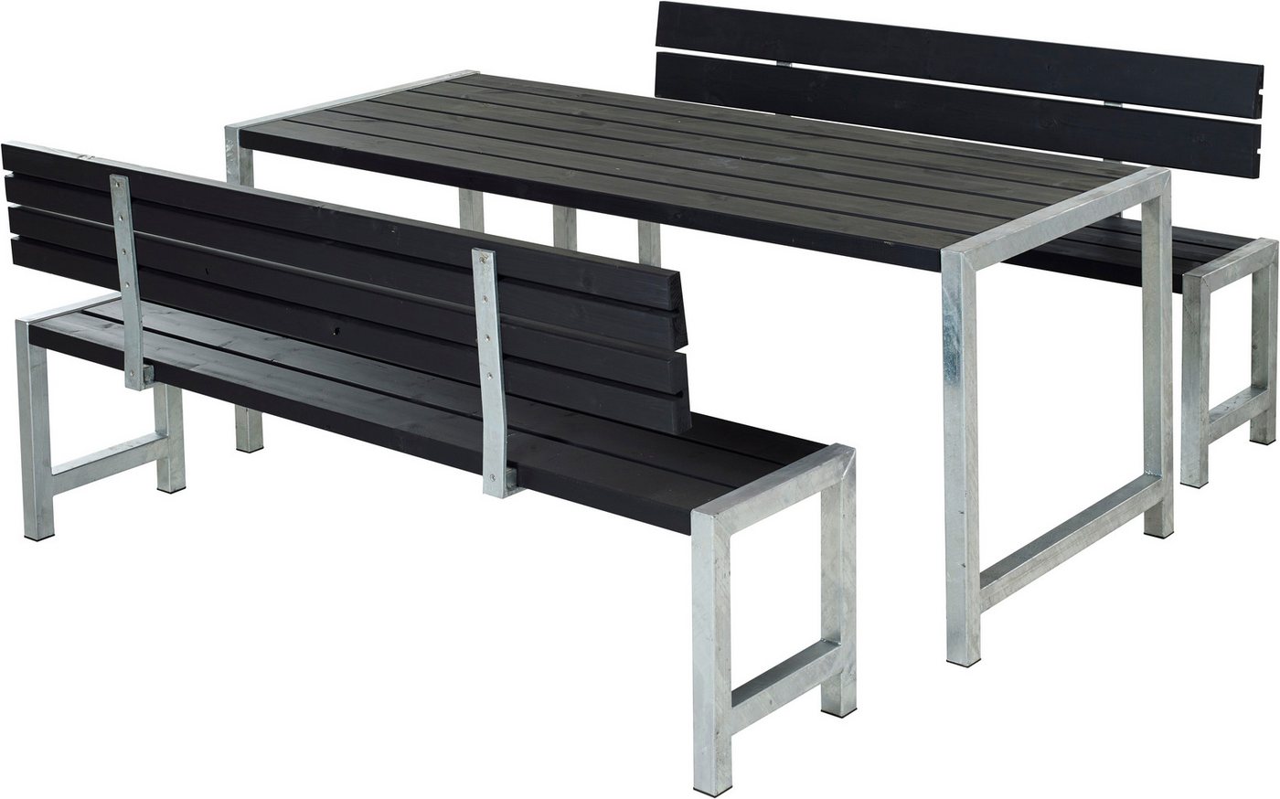 PLUS Garten-Essgruppe Plankengarnituren, (3-tlg), bestehend aus: Tisch und 2 Bänke + 2 Rückenlehnen von PLUS