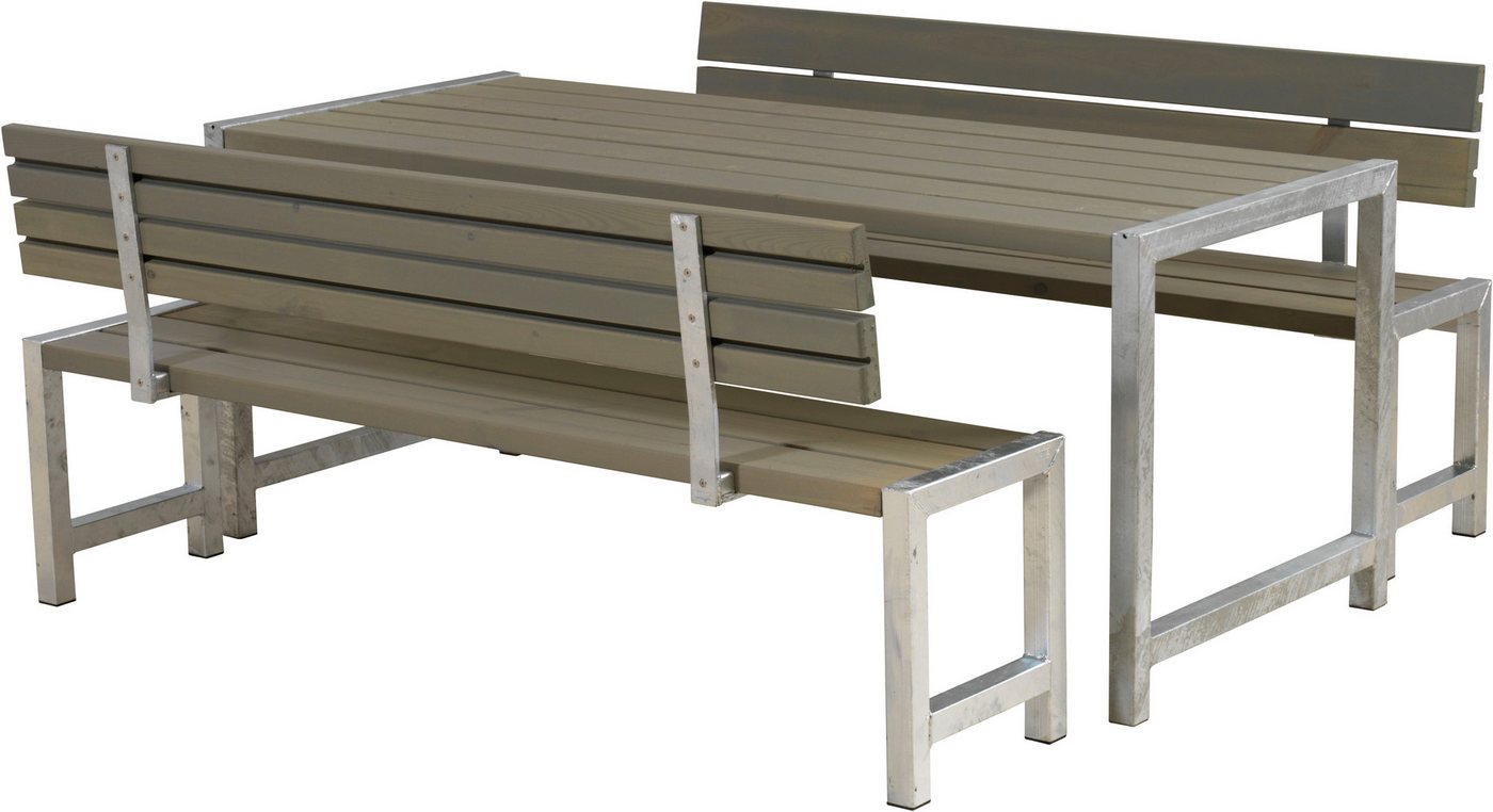 PLUS Garten-Essgruppe Plankengarnituren, (3-tlg), bestehend aus: Tisch und 2 Bänke + 2 Rückenlehnen von PLUS
