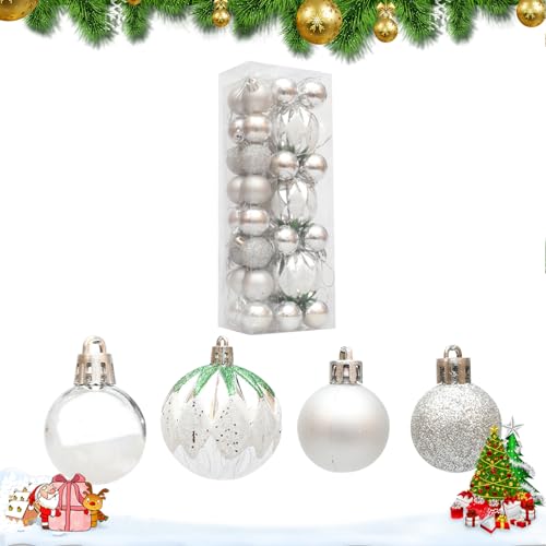 PLUSHCEWT 35 STK. Weihnachtskugeln Set Gemischte Designs Weihnachtsbaum Verzierungen Bruchsichere Weihnachtsbaum Dekorationskugeln Rote Weiße Kugeln für Zuhause Feiertag Hochzeit Dekoration (Weiß) von PLUSHCEWT