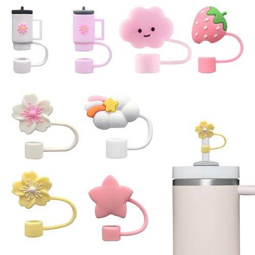 PLUSHCEWT 8Pcs Strohhalm Abdeckkappe, 10mm Staubschutz Strohhalm Topper, einfacher Strohschutz Niedlicher Strohhalm Topper Schutzabdeckung Wiederverwendbare Strohhalme Abdeckung Tipps Strohhalm Abdeck von PLUSHCEWT