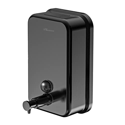 PLUSSEN Wall Mounted Soap Dispenser, 1000 ml Stainless Steel Soap Dispenser, Wall Mounted, Hygienic Easy Push Soap Dispenser, Polished Stainless Steel(Schwarz-1000) von PLUSSEN