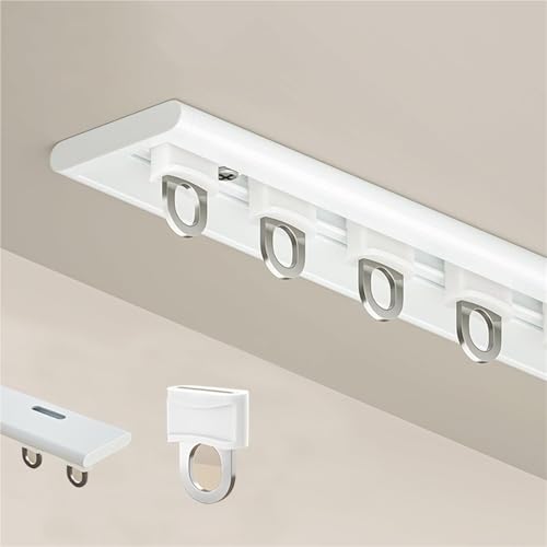 1-Läufig Vorhangschiene, Deckenvorhang-Schienensystem Aluminium, Raumteiler-Gardinenstange, Ultradünnes Vorhangstange-Set Vielseitig Einsetzbar Gardinenschiene(Weiß,220cm/7.2ft(2 * 110cm)) von PLWUPE