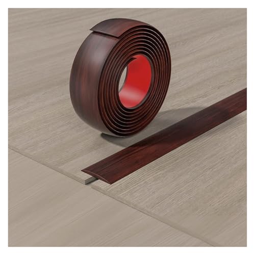 Boden Übergangsstreifen, Selbstklebender Bodenkantenstreifen Für Unebene Böden, Lücken Aus, Abziehen Und Aufkleben Flache PVC-Trennübergangsstreifen(Brown wood,4cm*100cm(3.3ft)) von PLWUPE