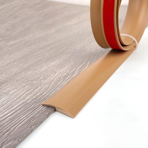 Bodenübergangsstreifen Zum Abziehen Und Aufkleben, PVC-Teppichkanten-Zierstreifen, Schwellenstreifen Für Schwellenhöhen Unter 5,0mm, Teppichnahtstreifen(Natural,3.5cm*100cm(3.3ft)) von PLWUPE