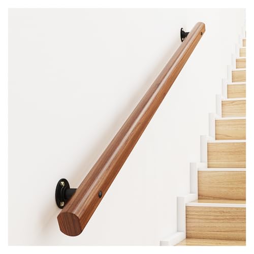 Handlauf Holz, Handlauf Treppe Innen Treppengeländer Geländer Treppe Wandhandlauf Wand Treppe Seitliche Montage Handläufe Auswahl Länge 50-500 Cm(500cm(4 * 125cm)) von PLWUPE