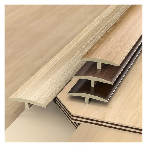 Selbstklebende T Molding Boden Übergang Streifen für Fliesen zu Laminat, Vinyl und Teppich, flache PVC-Trennleiste mit Holzmaserung zum Verbinden von Bodenlücken(Dark Brown) von PLWUPE
