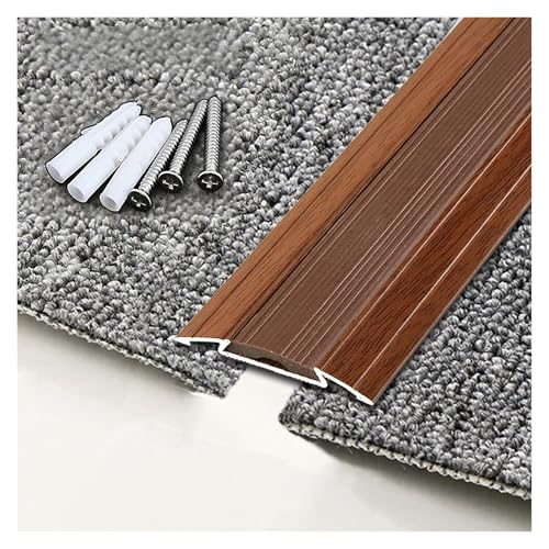 Übergangsprofil Gelocht Alu Mit Anti-Rutsch-Rille Flache Übergangsschiene B 4cm, Versteckte Schraubenlöcher Bodenprofil Für Türschwelle, Für Fußmatte, Teppich(Brown) von PLWUPE