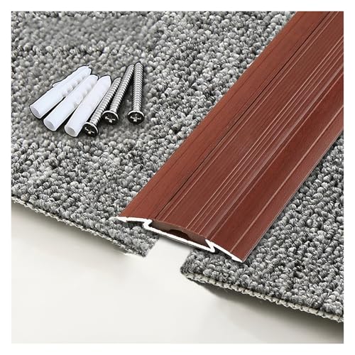 Übergangsprofil Gelocht Alu Mit Anti-Rutsch-Rille Flache Übergangsschiene B 4cm, Versteckte Schraubenlöcher Bodenprofil Für Türschwelle, Für Fußmatte, Teppich(Red) von PLWUPE