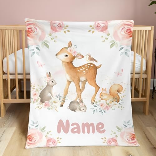 Babydecke mit Namen Personalisiert,Flauschige Warme Kuscheldecke mit Namen und Geburtsdatum,Geschenk Baby Taufe Geburt Mädchen Junge für Kinderdecke Namensdecke Krabbeldecke von PLYIHE