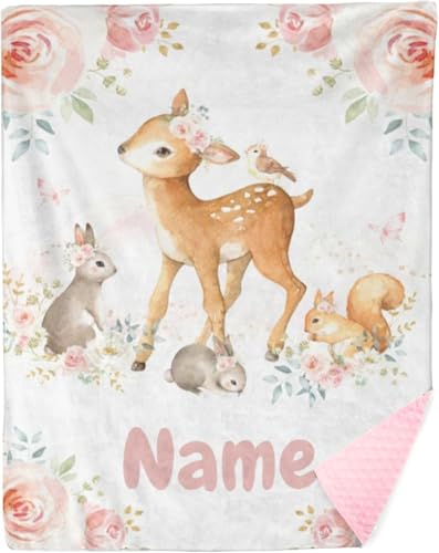 Babydecke mit Namen Personalisiert Baby Decken Neugeborenen, Super Flauschig Weiche Warme Kuscheldecke mit Namen und Geburtsdatum Geschenk für Jungen & Mädchen Baby Taufe Geburt von PLYIHE