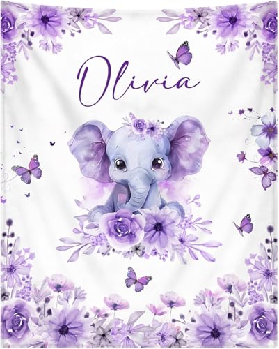 PLYIHE Babydecke mit Namen personalisiert,Geburtsdatum und Motivfarbe - Weiche Fleecedecke Baby Decke Kuscheldecke mit Namen,Geschenk für Mädchen und Junge von PLYIHE