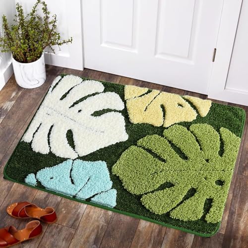 PLYIHE Badematte Bunt rutschfest,Frühling Blumen Muster Badezimmer Teppich,Verdickt und super saugfähig Badteppich Badvorleger,Weiche Duschvorleger Absorbierende Fußmatte Bad von PLYIHE