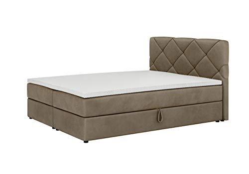 PAMIR-Möbel Boxspringbett mit 2 Bettkasten | Bequemes Bett mit 5-Zonen-Federkern Matratze und Topper | 140 x 200cm - AROS (Braun) von PM