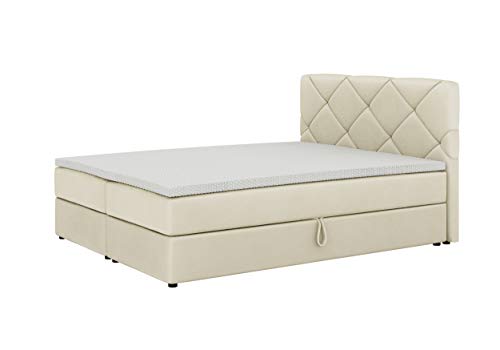 PAMIR-Möbel Boxspringbett mit 2 Bettkasten | Bequemes Bett mit 5-Zonen-Federkern Matratze und Topper | 160 x 200cm - AROS (Cream) von PM