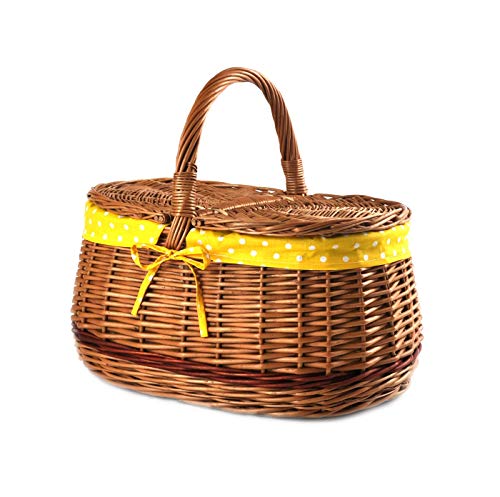 Einkaufs Korb Picknickkorb Stabiler Tragekorb mit 2 Deckeln aus Weide geflochten braun K12-027-SGGW von PM24