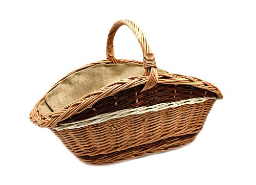 MyBer® Korb Kaminholzkorb aus Weide Weidenkorb stabiler Tragekorb für Holz verstärkt mit Jutefutter 62/38/27cm (41cm mit Henkel) K12-206 von PM24