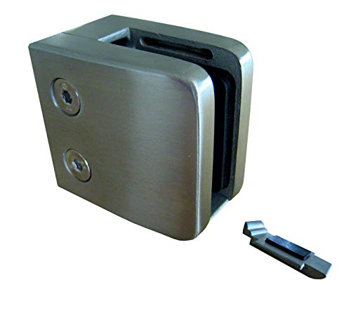 PMC Edelstahl Inox V2A für Vierantrohr Glashalter Glasklemme Glass Clamp + Sicherungsplatte MOD:06U (8,76 mm) von PMC