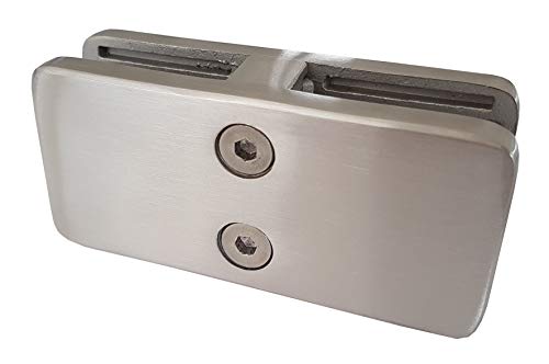 PMC Edelstahl Inox V4A Glashalter Verbinder Glasklemme Glass Clamp 180° Verbinder Eckige form MOD:23 (8,76 mm) von PMC