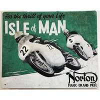 Metall Vintage Stil Wandschild - Isle Of Man Norton Tt Rennen Motorbikes Bikes 26 X 21 cm [Tt01] von PMCoinShop