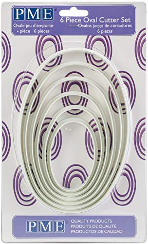 Cake Company Ausstecher-Set "Oval" aus Kunststoff | 6 Größen | für Fondant | Ausstech-Form für Torten-Deko & Torten-Verzierung | geeignet für Kuchen-Deko, Plätzchen-Teig & Kekse zu Ostern, 16 x 1 x 11 cm von PME